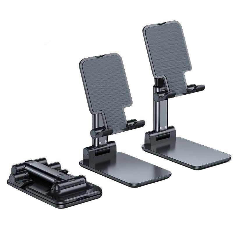 Suport de Birou pentru Telefon si Tableta, Brat Telescopic Extensibil, Design Pliabil si Ajustabil, Aluminiu si ABS, Universal, Negru