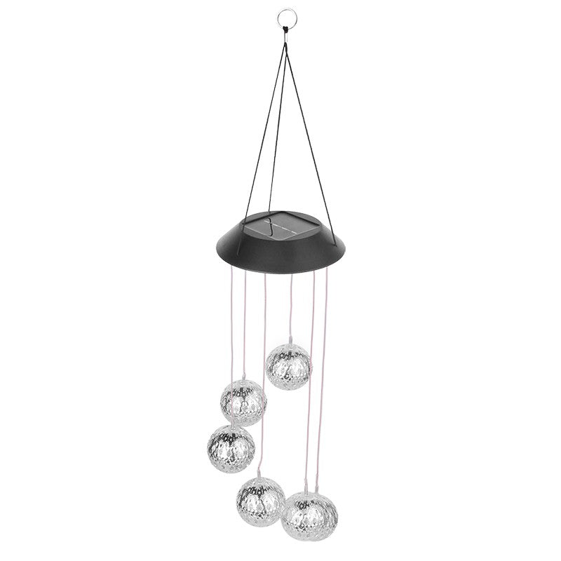 Lampa Solara de Gradina, Clopotei de Vant cu 6 LED-uri, Autonomie 8 Ore, ABS si Otel Inoxidabil, Alb Cald, 56.5 x 12.5 cm