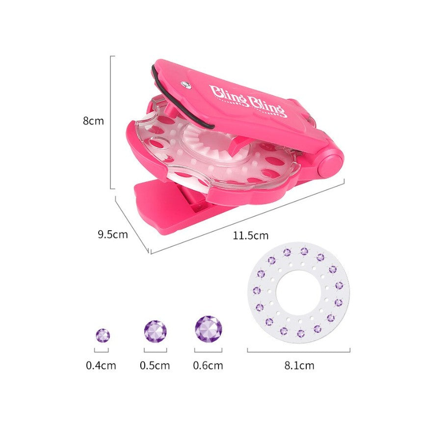 Aparat de Aplicat Strasuri si Bijuterii pentru Par si Haine, Kit de Styling Creativ DIY cu 180 Pietre Colorate, Plastic ABS, 11.5x9.5x8 cm, Multicolor