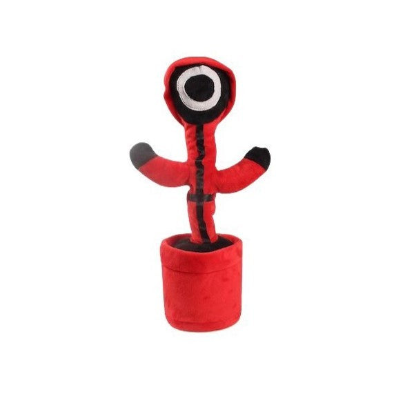 Jucarie Cactus Squid Game, Imita Canta si Danseaza, Plus Moale, 32 cm, Rosu/Negru