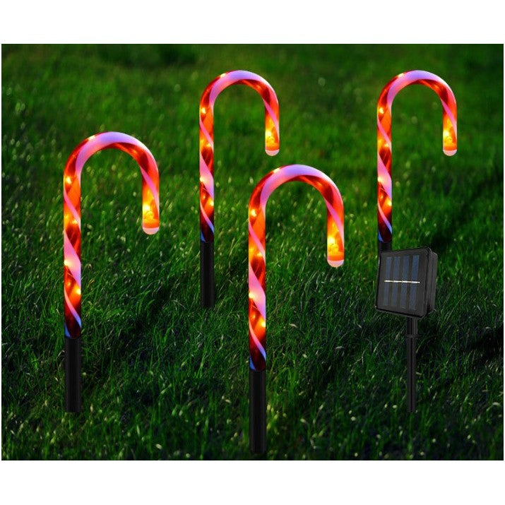 Decoratiune Luminoasa de Craciun Tip Acadele, Incarcare Solara pentru Exterior, LED Alb Cald, Material Plastic Rezistent, Inaltime 28 cm, Set 5 Bucati