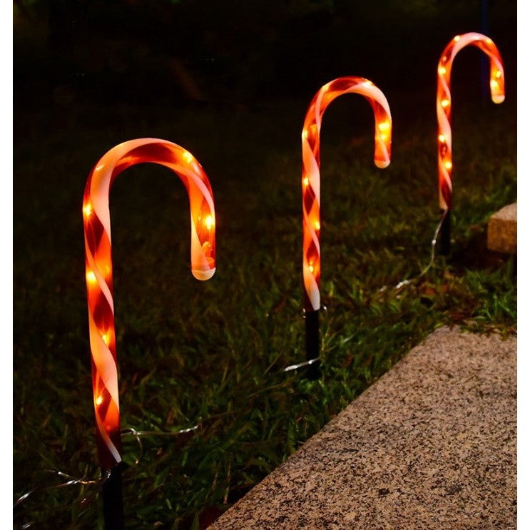 Decoratiune Luminoasa de Craciun Tip Acadele, Incarcare Solara pentru Exterior, LED Alb Cald, Material Plastic Rezistent, Inaltime 28 cm, Set 5 Bucati