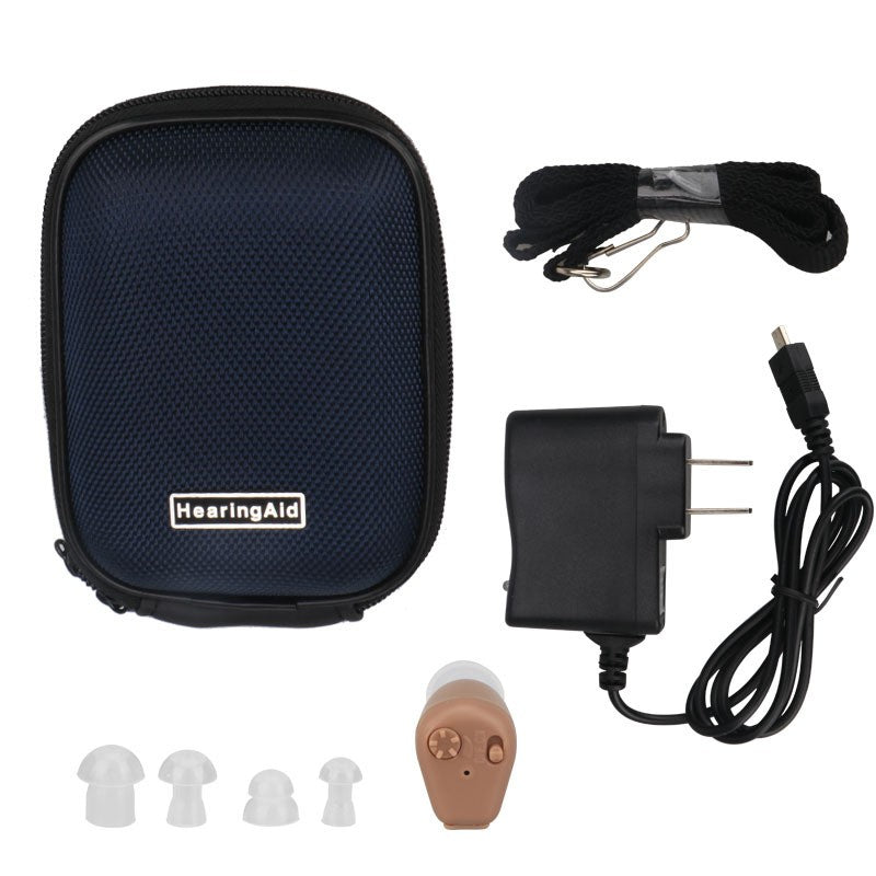 Axon Aparat Auditiv Reincarcabil, Amplificator de Sunet Intraauricular cu Reducere Zgomot, Digital, Acumulator Li-ion, Bej, 4 Dopuri Incluse