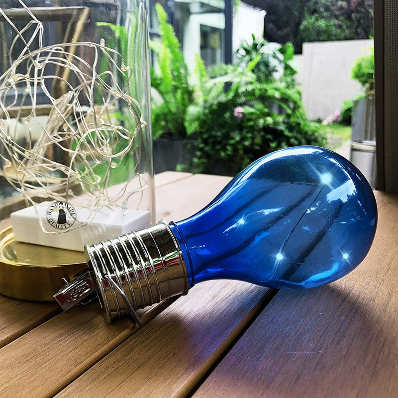 Lampa Solara LED Decorativa Ultron, Model Bulb Suspendat pentru Exterior, Rezistenta la Apa IP65, Albastru