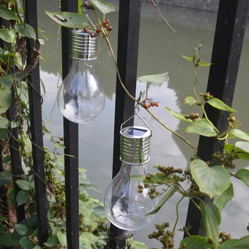 Ultron Lampa Solara LED Decorativa Tip Bulb, Corp Iluminat Suspendat de Exterior, Protectie IP65, Sticla Transparenta, Lumina Rece, 1 Bucata