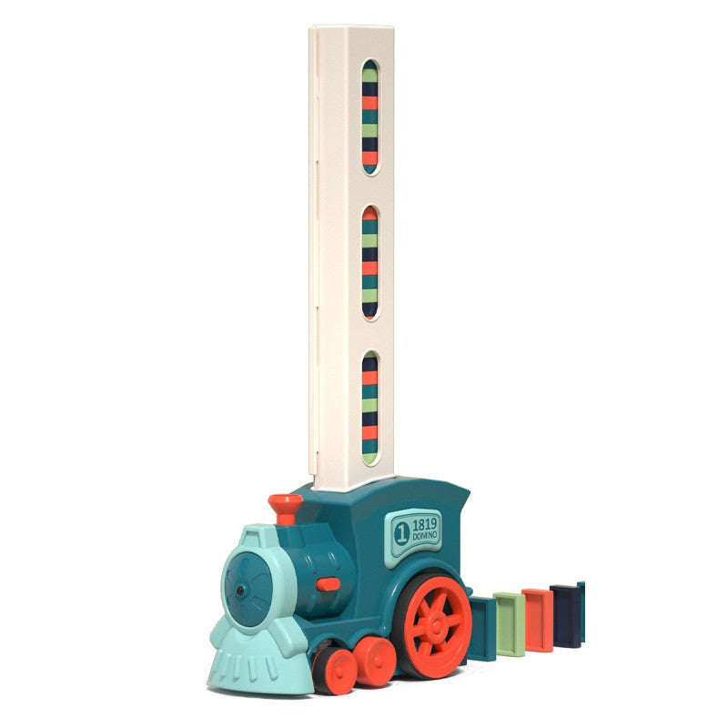 Trenulet De Jucarie Educational, Aseaza Automat Domino, Material ABS, 60 Piese, Multicolor