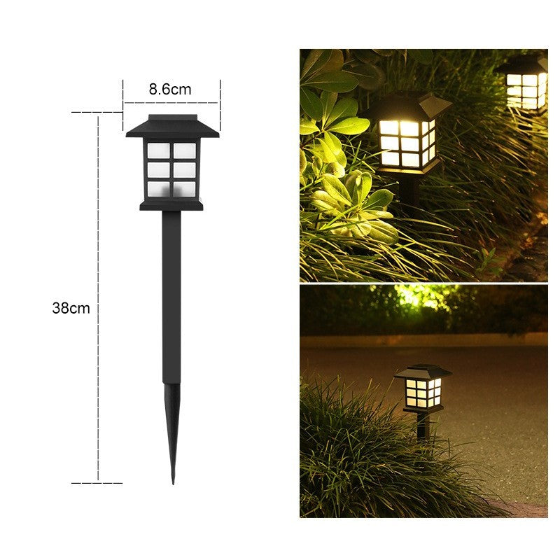 Set 2 Lampi Solare Led Pentru Gradina, Tip Felinar cu Senzor de Lumina si Protectie IP65, Material PVC, Inaltime 38 cm, Lumina Alba Calda, Negru/Alb