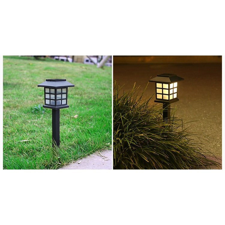 Set 2 Lampi Solare Led Pentru Gradina, Tip Felinar cu Senzor de Lumina si Protectie IP65, Material PVC, Inaltime 38 cm, Lumina Alba Calda, Negru/Alb