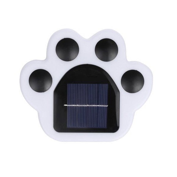 Set 4 Lampi Solare LED pentru Gradina, Model Laba de Urs, Rezistente la Apa IP65, Senzor Lumina si Buton On-Off, ABS, Lumina Calda 3000K, Negru/Alb, 14 x 13 x 3 cm