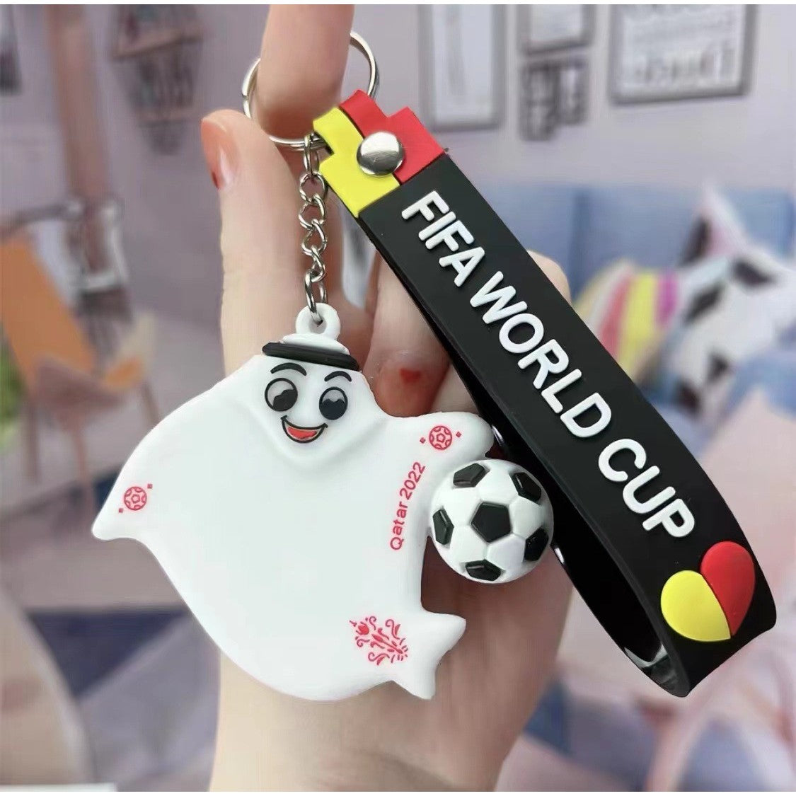 Breloc Mascota Fifa World Cup 2022, Pandantiv Pentru Chei Si Geanta, Silicon Si Metal, 9.3cm x 9.7cm