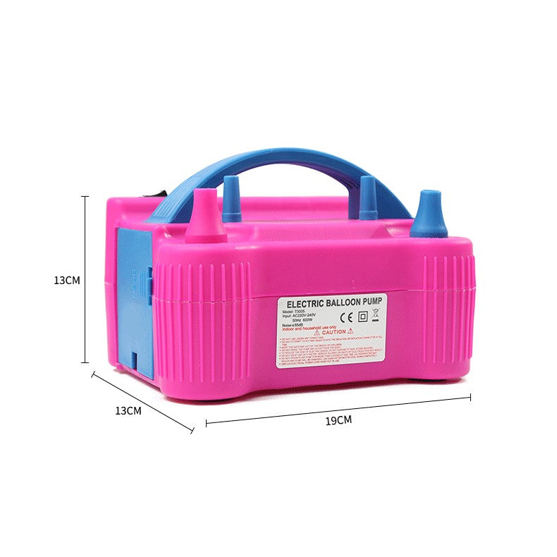 Pompă Electrică Pentru Umflat Baloane, Compresor Profesional Cu 2 Duze, Putere 600W, Mod Operare Continuu și Intermitent, Roz/Albastru