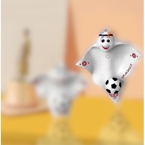 Breloc Mascota Fifa World Cup 2022, Pandantiv cu Lumini Led pentru Chei si Ghiozdan, Silicon si Metal, Marimea S, Multicolor