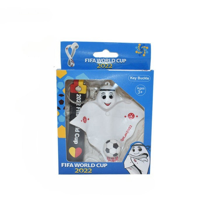 Breloc Mascota Fifa World Cup 2022, Pandantiv cu Lumini pentru Chei si Rucsac, Silicon Durabil si Inel Metalic, Marimea M, 10.5 x 9.5 cm