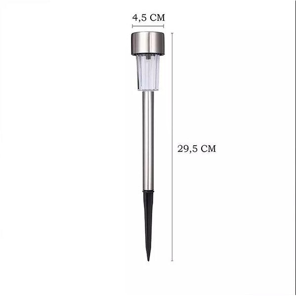 Lampa Solara LED de Gradina, Senzor Miscare si Protectie IP44, Inox si Plastic, Lumina Alba Rece 5500K, Argintiu, Set 12 Bucati, 29 x 4.5 cm