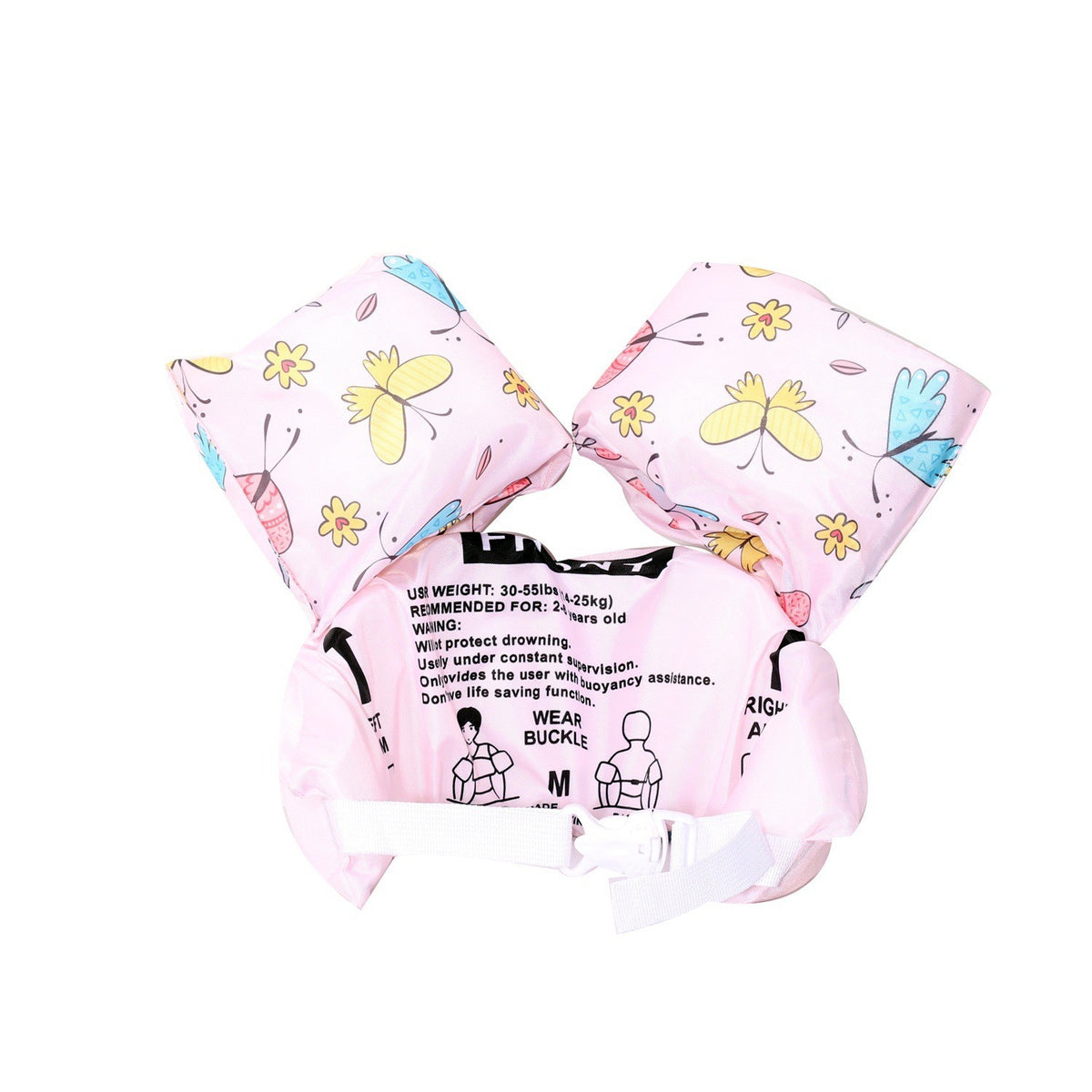 Vesta de Salvare pentru Copii cu Aripioare de Inot, Centura de Flotabilitate Reglabila, Material PVC Rezistent, Model Fluturi, Roz, 2-7 Ani