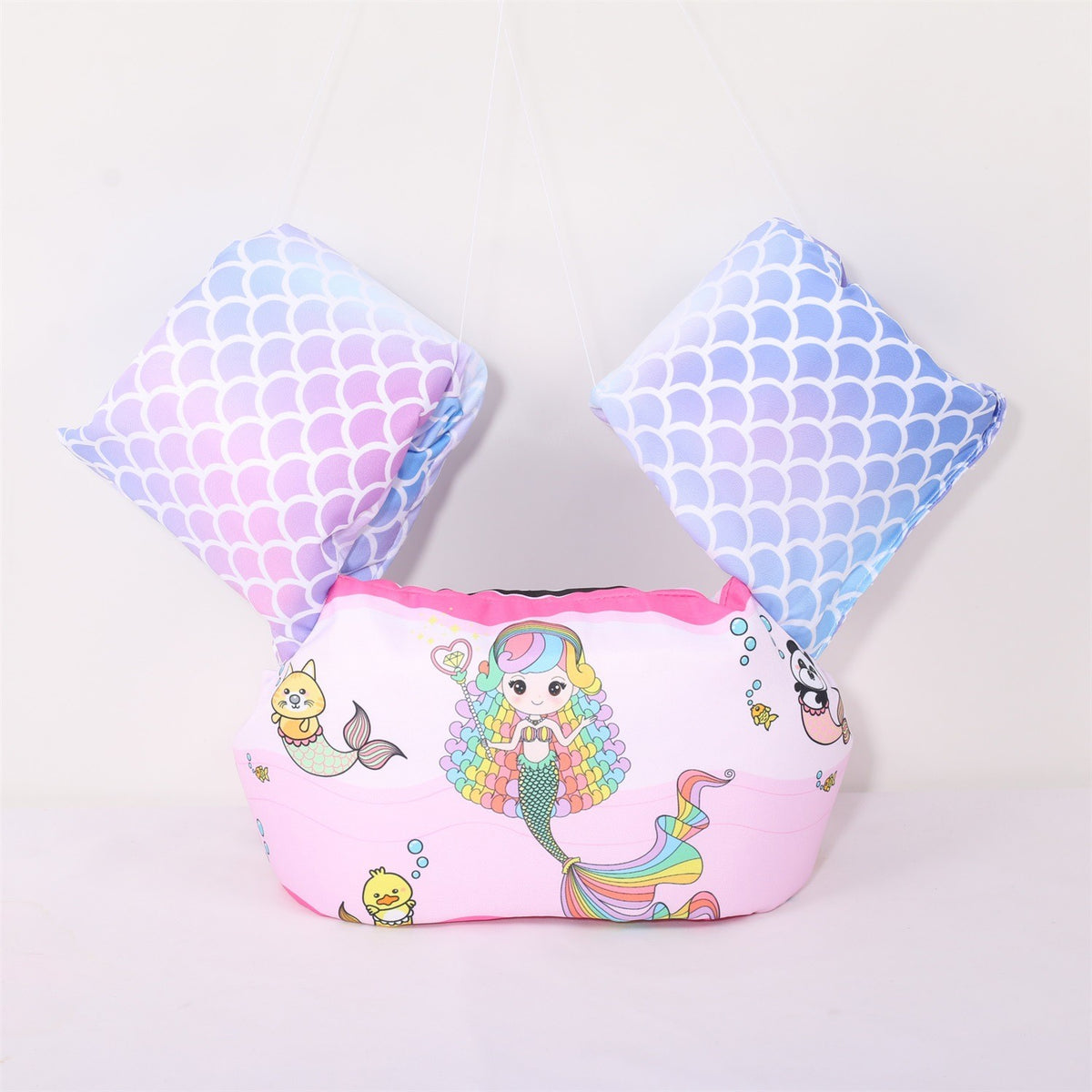 Vesta De Salvare Pentru Copii Cu Aripioare De Inot Si Centura Reglabila, Material PVC Rezistent, Model Sirena, 2-7 Ani, Roz
