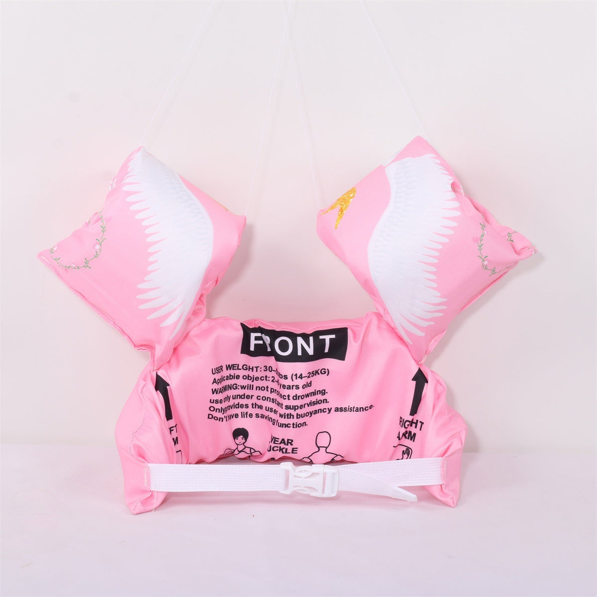 Vesta De Salvare Pentru Copii Cu Aripioare De Inot Si Centura Reglabila, Ajutor Invatare Inot, Material PVC Rezistent, Model Lebede, Roz, 2-7 Ani