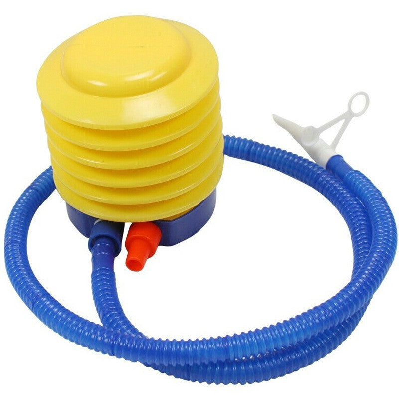 Pompa de Picior Air Step pentru Saltele si Mingi, Actiune Duala cu 3 Adaptoare de Valva, Plastic Rezistent, 13 cm, Galben-Albastru