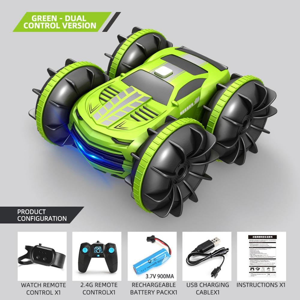Masina cu Telecomanda Amfibie Off-Road, Masinuta de Cascadorii Impermeabila pe Apa si Teren, Rotire 360 Grade, Control 2.4 GHz, Acumulator Reincarcabil, Material ABS, Alb, Varsta 8 Ani+
