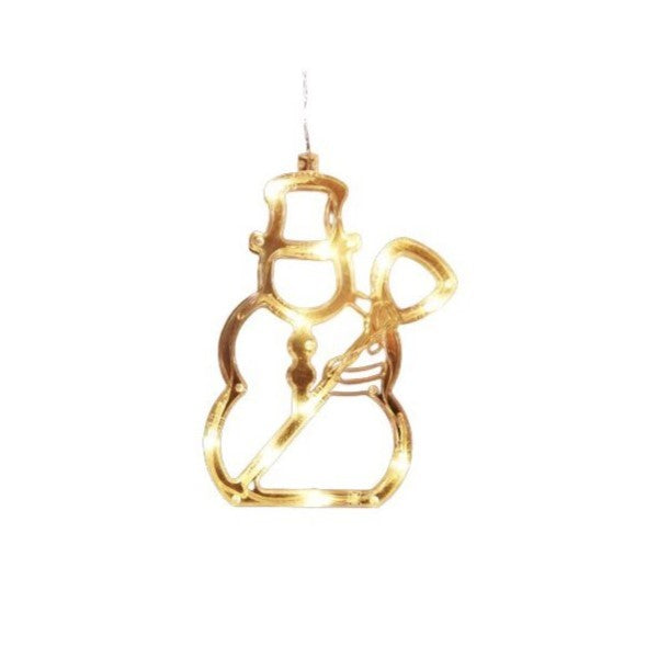 Decoratiune de Craciun Luminoasa Om de Zapada, cu Ventuza si Led Alb Cald, Plastic, 19x18 cm