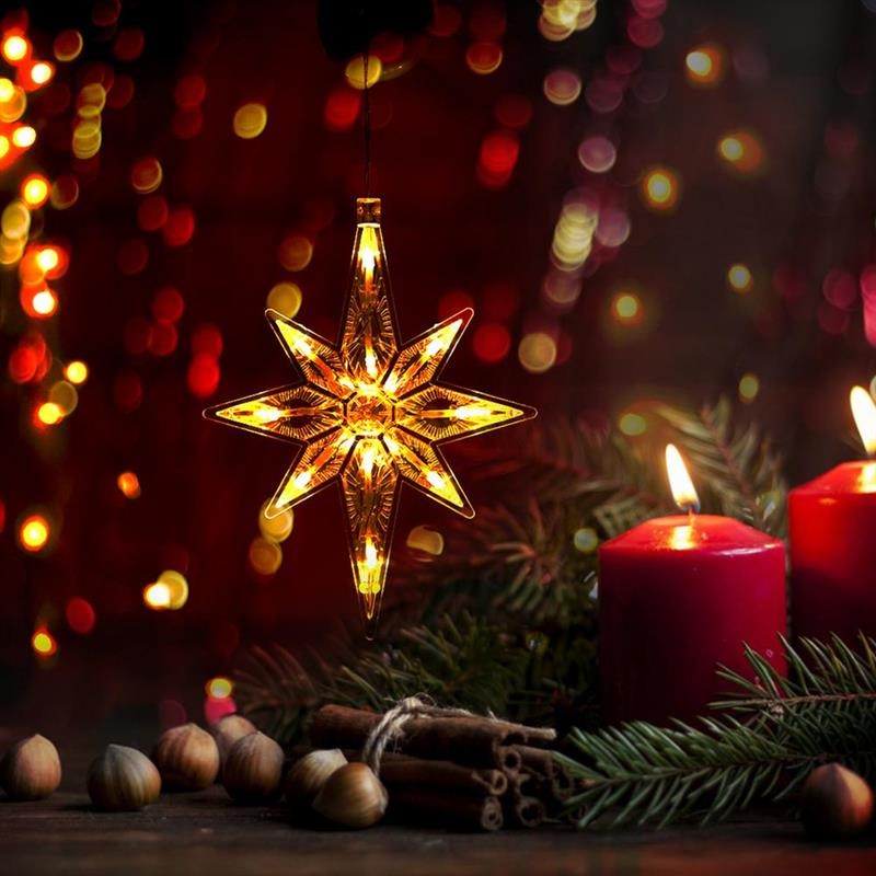 Decoratiune de Craciun Luminoasa in Forma de Fulg, Figurina LED cu Ventuza pentru Geam, Plastic, Alimentare 3 Baterii AA, Alb Cald