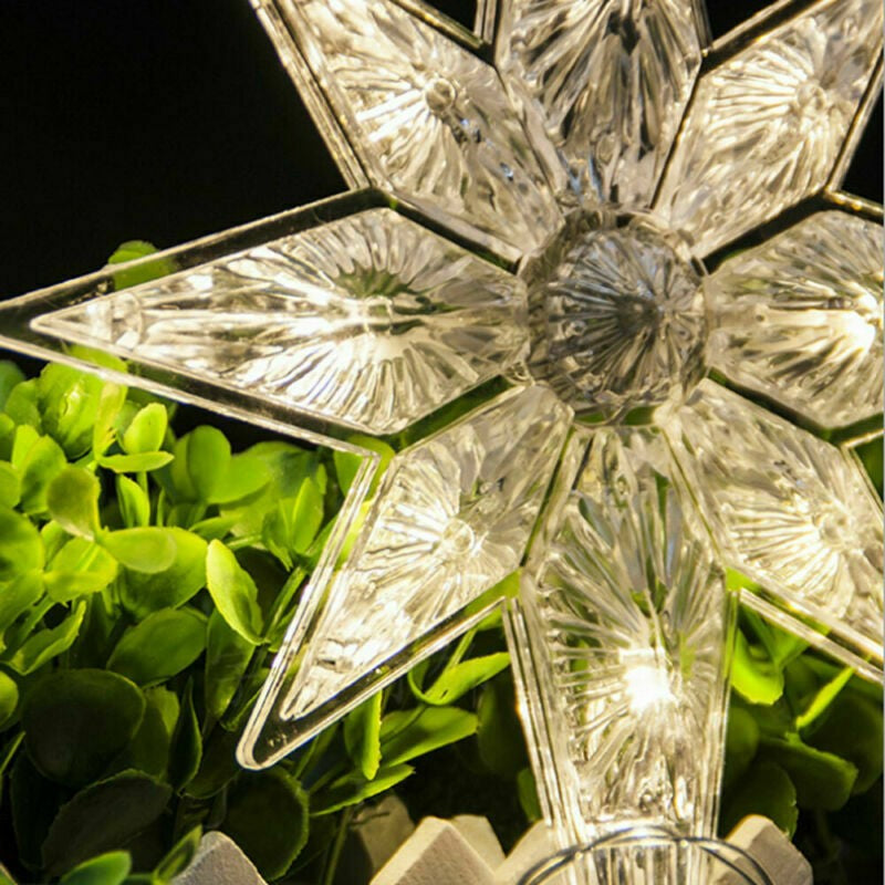Decoratiune de Craciun Luminoasa in Forma de Fulg, Figurina LED cu Ventuza pentru Geam, Plastic, Alimentare 3 Baterii AA, Alb Cald