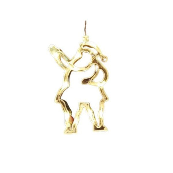Decoratiune de Craciun Luminoasa pentru Geam, Figurina Mos Craciun cu LED, Montare cu Ventuza, Plastic, Alb Cald, 21x13 cm