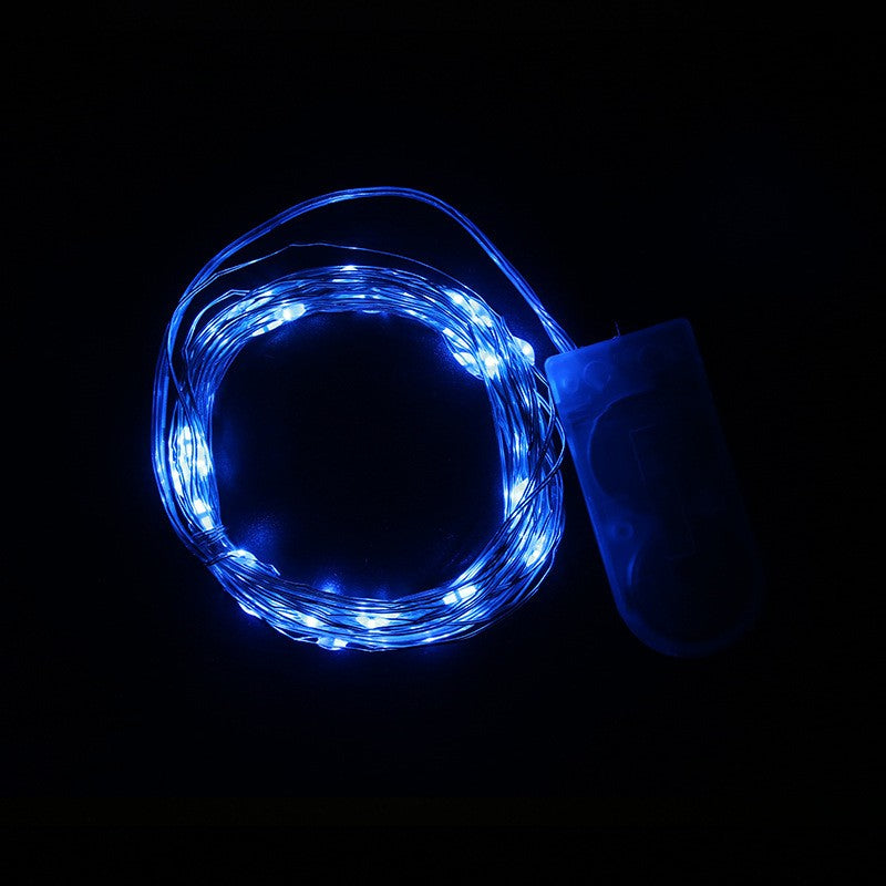 Instalatie Craciun Liniara cu 30 LED-uri, Fir Cupru Flexibil si Anti-inghet, Alimentare Baterii CR2032, Utilizare Interior si Exterior, 3 m, Albastru