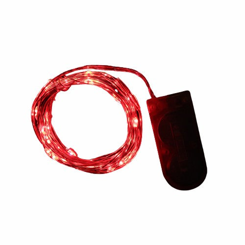 Instalatie Craciun Liniara cu 10 LED-uri, Fir Cupru Flexibil, Alimentare cu Baterii CR2032, Rezistenta la Inghet, Interior si Exterior, Lungime 1 m, Rosu