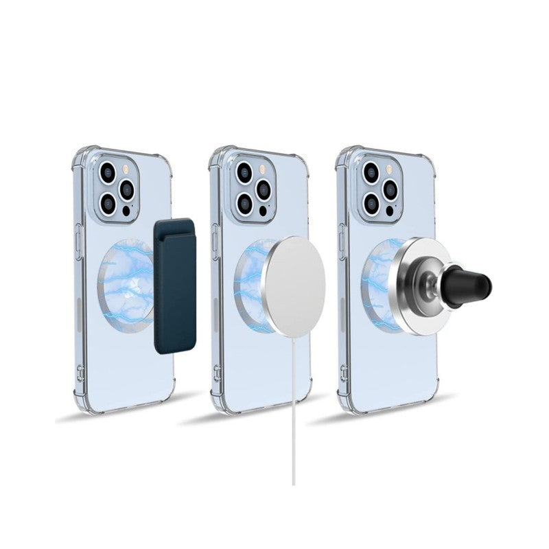 Inel Magnetic Universal Compatibil MagSafe, Autocolant pentru Incarcare Wireless si Suport Auto, Magneți Puternici Incorporati, Material PC, Grosime 1.6 mm, pentru iPhone 12/13/14 si Android, Negru
