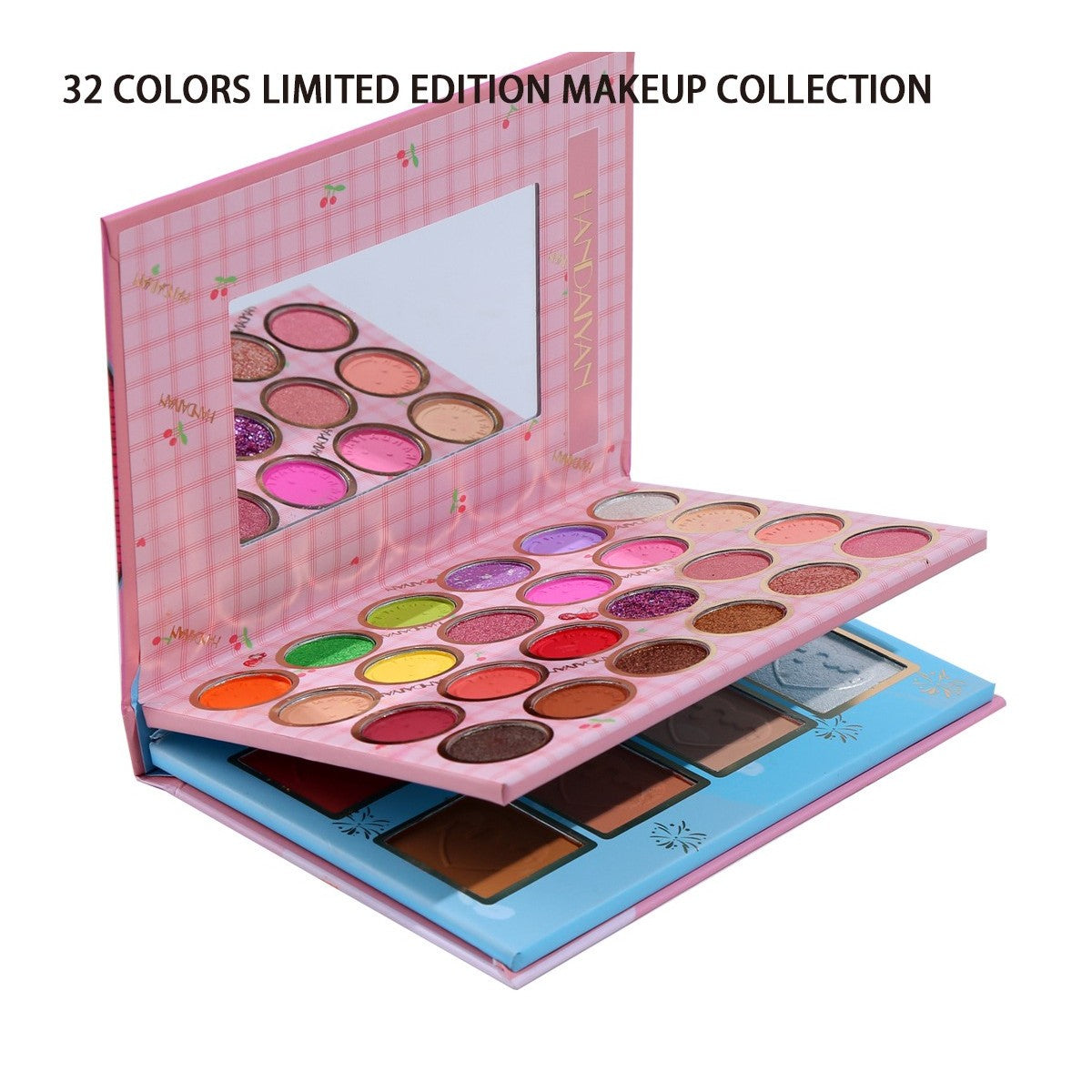 Trusa Machiaj Sweetheart, Paleta Farduri de Pleoape, Iluminator si Blush, Textura Fina cu Finish Mat si Metalic, 32 Culori Pigmentate