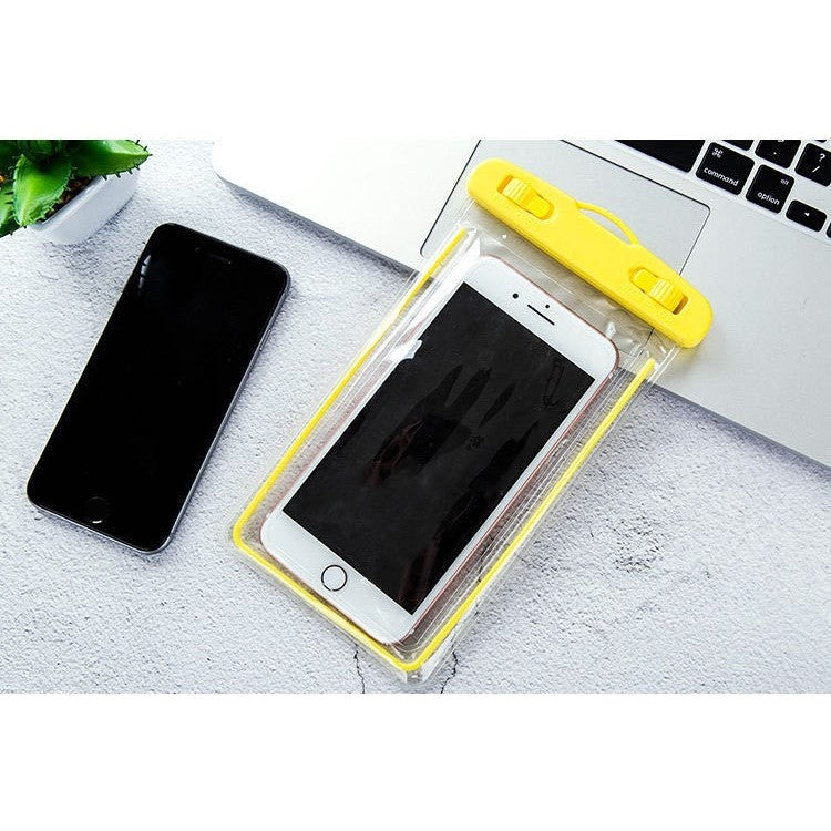 Husa Subacvatica Waterproof Zip, Protectie Impermeabila IPX8 pentru Telefon si Documente, Compatibila Touch Screen, Pana la 6.9 Inch, Include Snur, Galben