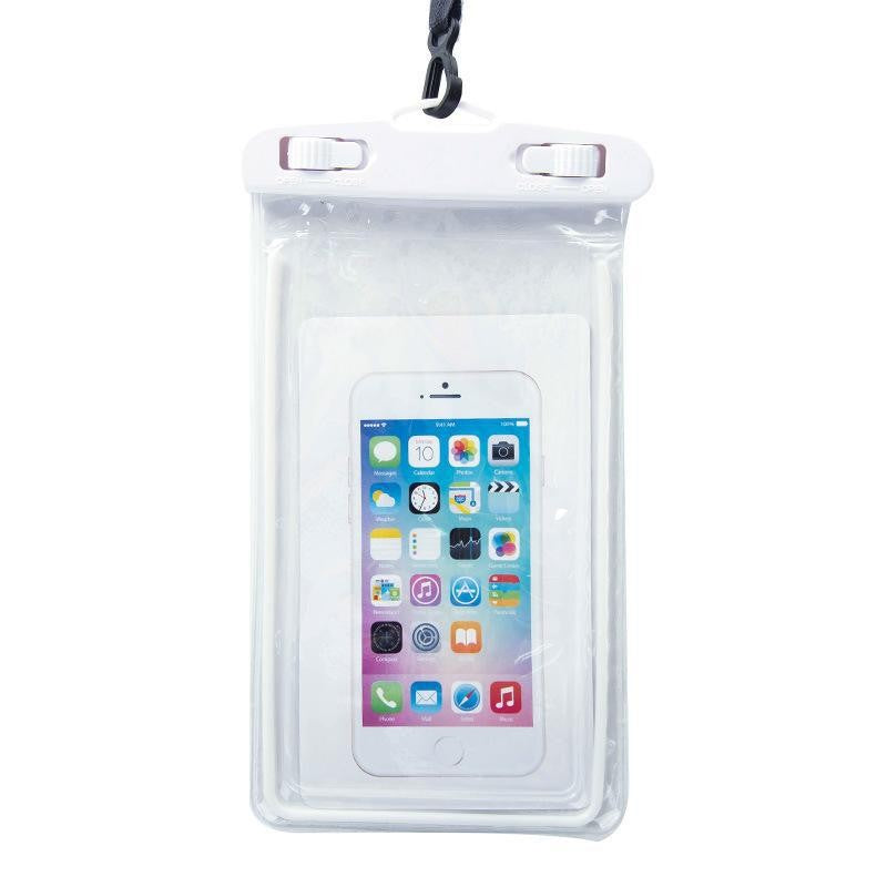 Husa Subacvatica Universala Zip, Protectie Impermeabila IPX8, Rezistenta la Apa, Zapada si Praf, Compatibila Touchscreen, PVC Transparent cu Snur inclus, Pana la 6.9 Inch, Alb