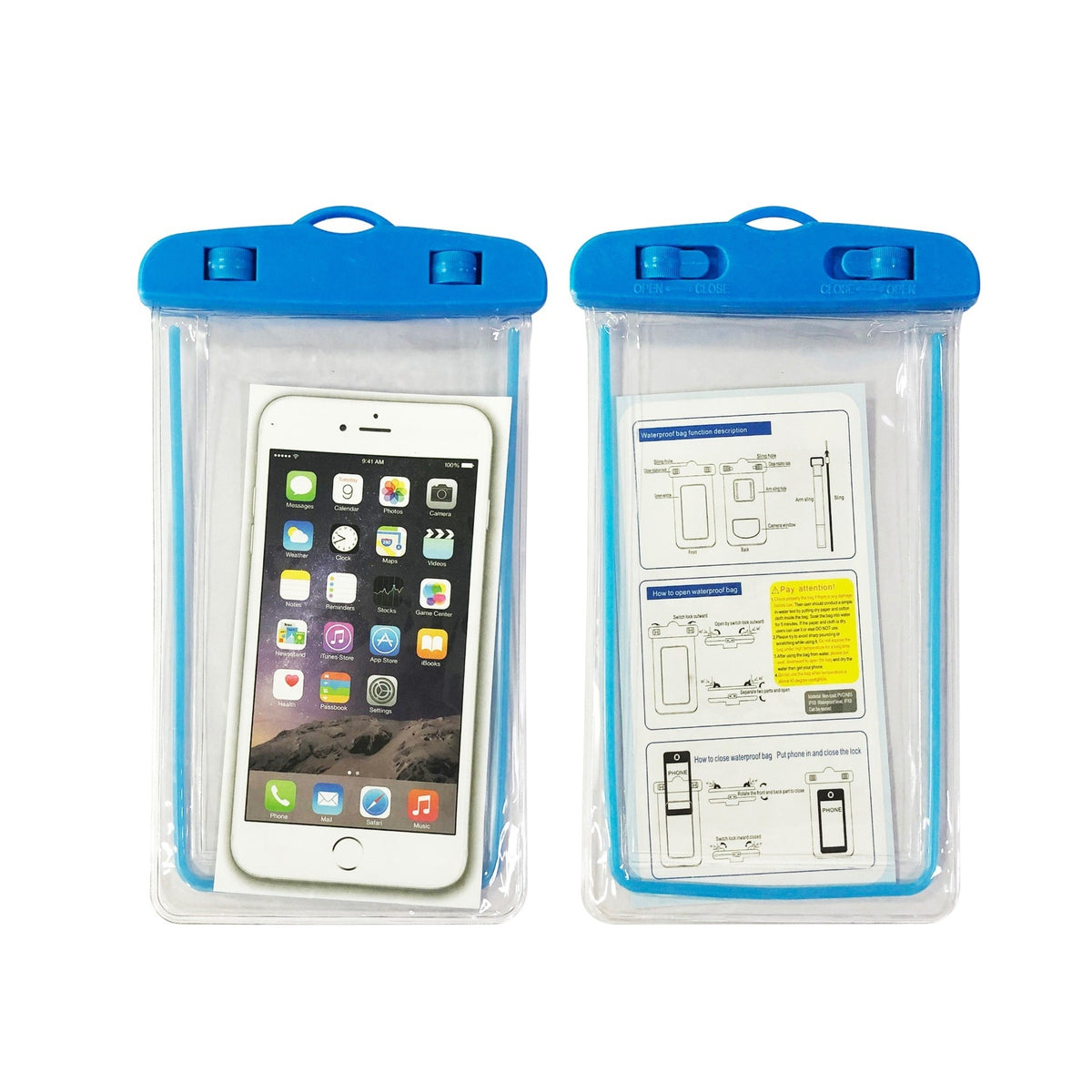 Husa Subacvatica Impermeabila Zip, Protectie IPX8 Waterproof si Snowproof, Compatibilitate Universala Telefoane pana la 6.9 Inch, Ecran Tactil Functional, PVC Transparent, Albastru Deschis