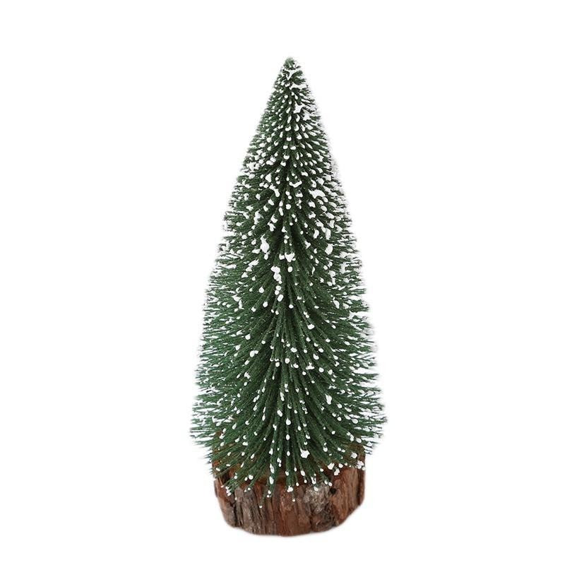 Brad Artificial De Craciun Pentru Masa, Ornament Festiv Inzapezit Cu Suport Din Lemn, Decoratiune Miniaturala De Iarna, Argintiu, 40 cm