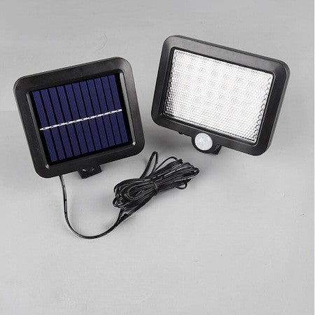 Lampa Solara cu Senzor de Miscare, Proiector 56 LED, Iluminat Exterior Rezistent la Apa IP65, Montaj Perete, ABS, Negru