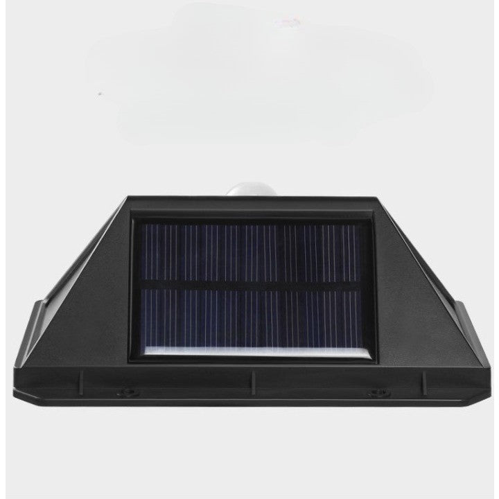 Lampa Solara Cu Senzor De Miscare Si Lumina, Proiector LED Exterior Cu 4 Zone De Iluminare, Montaj Pe Perete Fara Cabluri, Material ABS, 100 LED, Acumulator 1200 mAh, Negru