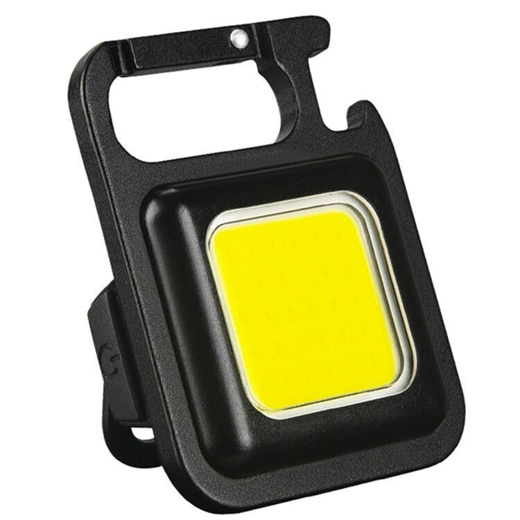Lanterna Portabila Tip Breloc, 30 LED COB 800 Lumeni, Incarcare USB C, Magnet si Suport Pliabil, Metal, Negru