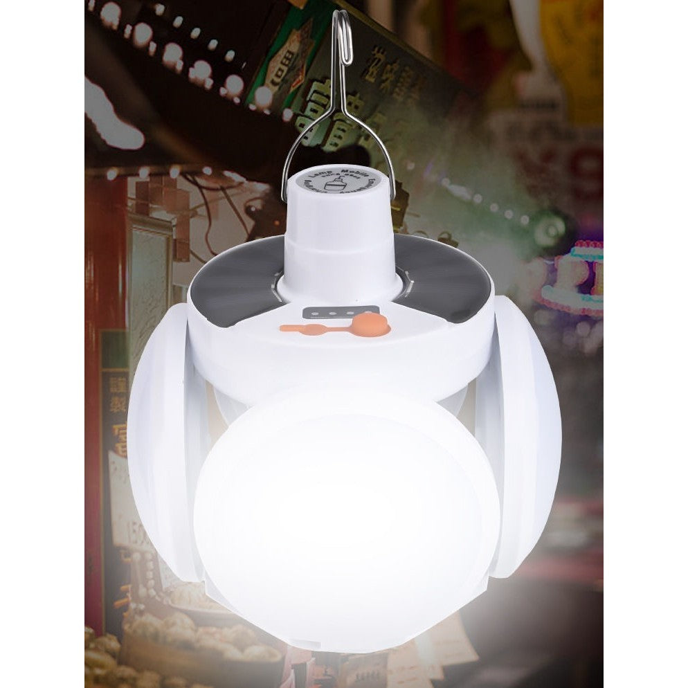 Lampa Solara LED Pliabila, Lanterna Camping Portabila cu Agatatoare, 5 Moduri Iluminare, Incarcare Solara si USB, IP65, 20W, 25 LED-uri, Culoare Alb Nutural