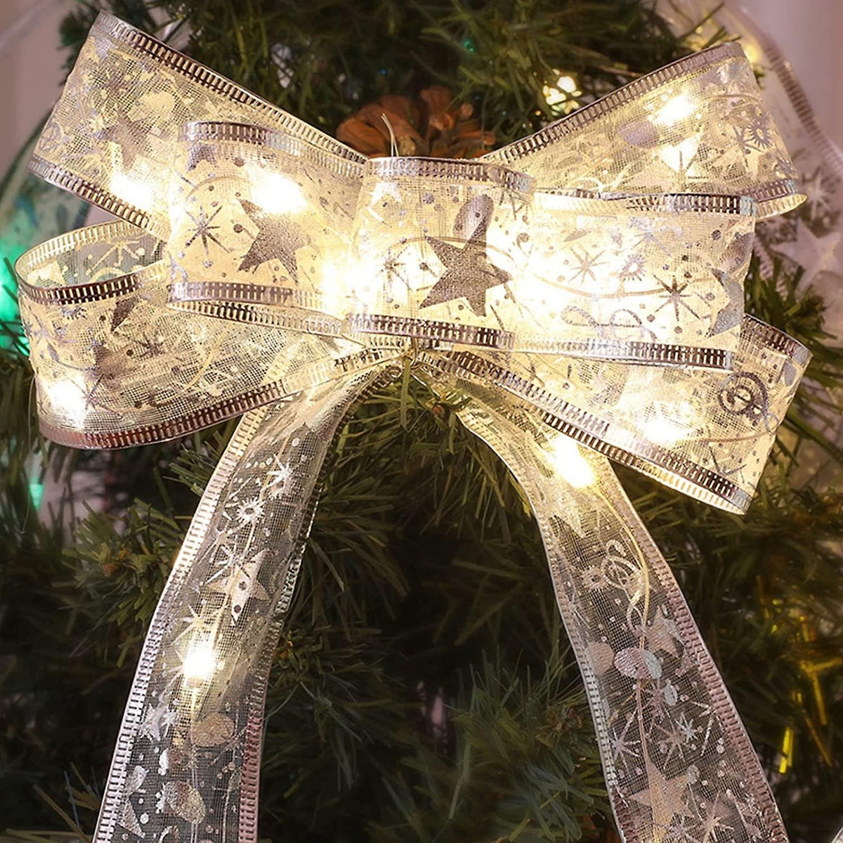 Panglică LED de Crăciun, Decorativă, Modelabilă cu Sârmă de Cupru, 200 LED-uri, Alimentare 3 Baterii AAA, 20 m, Aurie, Lumină Alb Rece