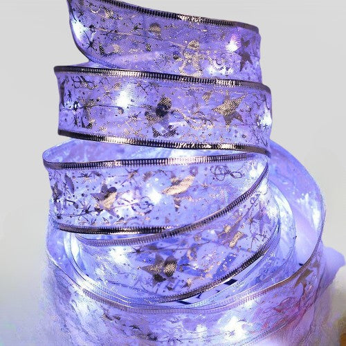 Panglică LED de Crăciun, Decorativă, Modelabilă cu Sârmă de Cupru, 200 LED-uri, Alimentare 3 Baterii AAA, 20 m, Aurie, Lumină Alb Rece