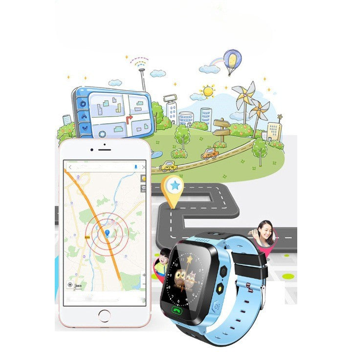 Ceas Smartwatch Pentru Copii Q528, Functie Telefon, Localizare LBS si GPS, Buton SOS, Monitorizare Spion, Camera Foto, Lanterna, Touchscreen Color, Albastru