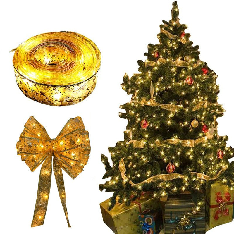 Panglică LED de Crăciun cu Sârmă de Cupru, Decorativă și Modelabilă, 20 LED-uri, Alimentare 3 Baterii AA, Lungime 2 m, Aurie, Lumină Alb Cald