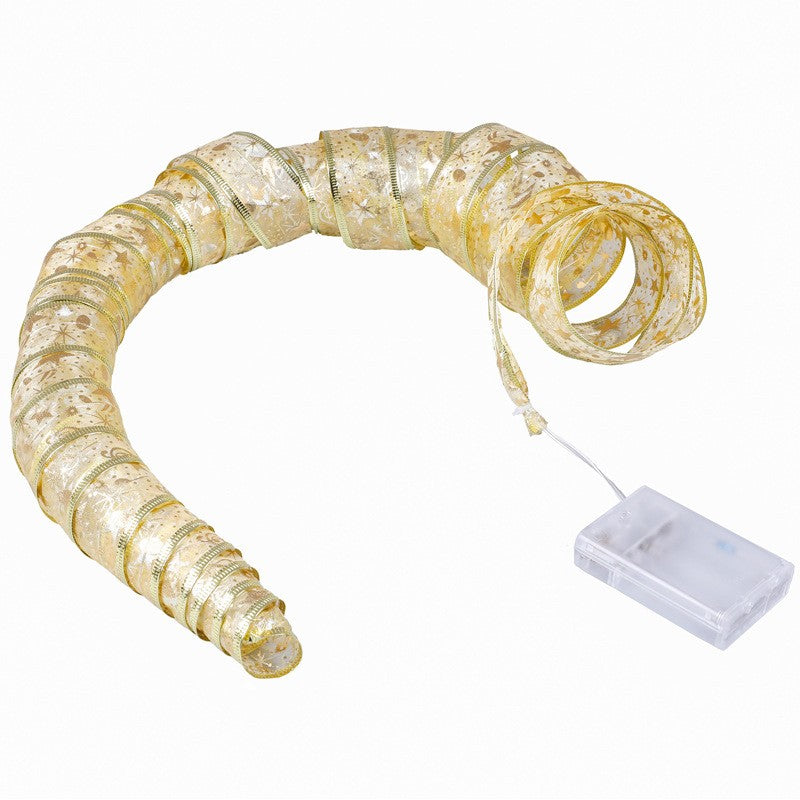 Panglică LED de Crăciun, Decorativă și Modelabilă, Sârmă de Cupru, 40 LED-uri, Funcționare pe Baterii, 4 m, Auriu, Lumină Alb Cald