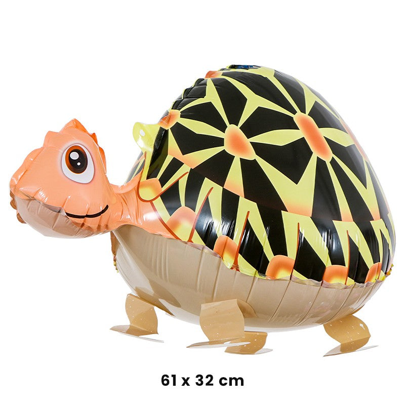 Balon din Folie Metalizata, Figurina Animata Broasca Testoasa, Decoratiuni Petreceri Copii, Umflare Aer sau Heliu, Include Pai, 61x32 cm, Multicolor