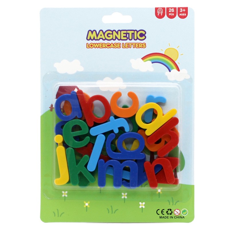 Set 26 Litere Magnetice pentru Frigider, Joc Educativ de Invatare Alfabet, Plastic Rezistent, 3 Ani+, Multicolor, 13 x 19 x 14 cm