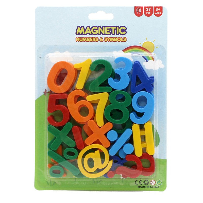 Set 37 Cifre si Simboluri Magnetice, Joc Educativ pentru Matematica si Frigider, Plastic, Multicolor, 37 Piese, +3 Ani, 13 x 18 x 14 cm