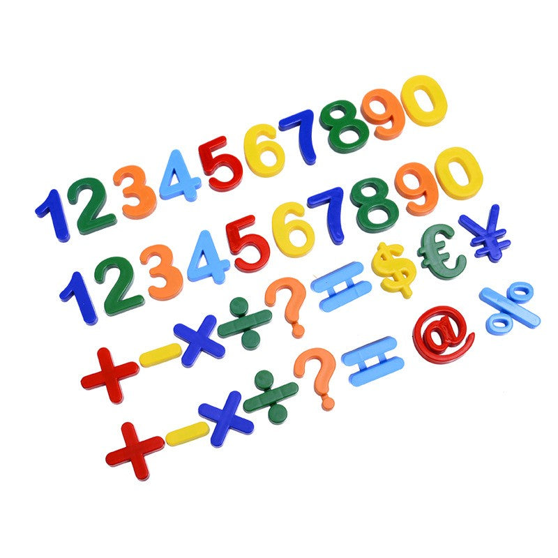 Set 37 Cifre si Simboluri Magnetice, Joc Educativ pentru Matematica si Frigider, Plastic, Multicolor, 37 Piese, +3 Ani, 13 x 18 x 14 cm