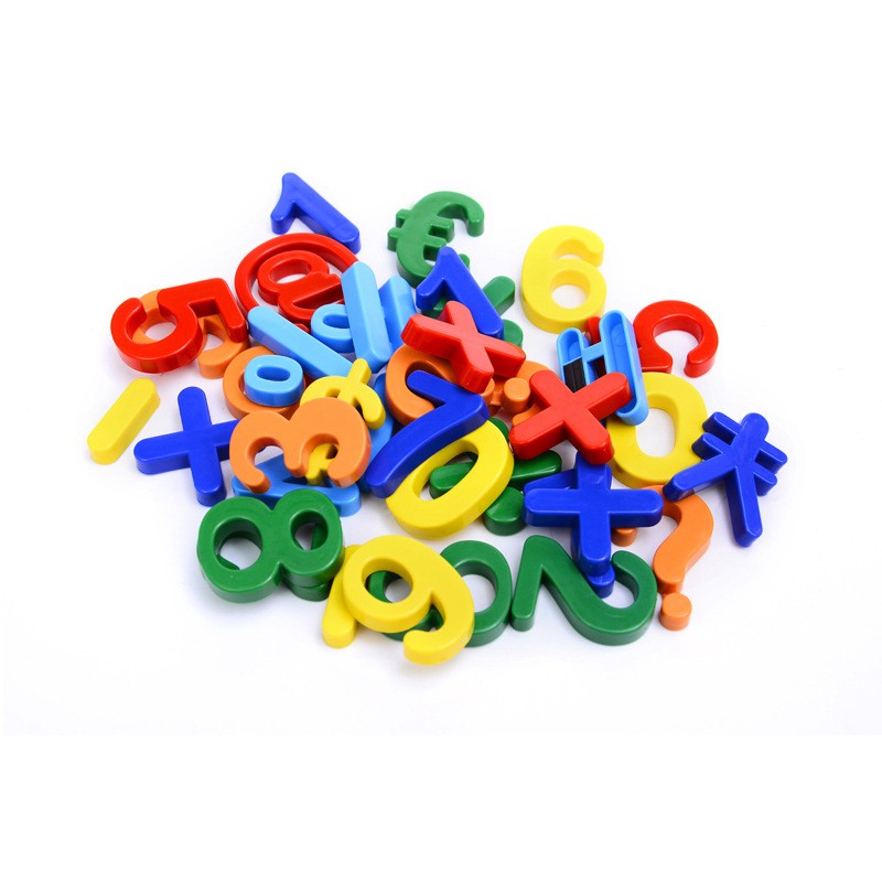Set 37 Cifre si Simboluri Magnetice, Joc Educativ pentru Matematica si Frigider, Plastic, Multicolor, 37 Piese, +3 Ani, 13 x 18 x 14 cm