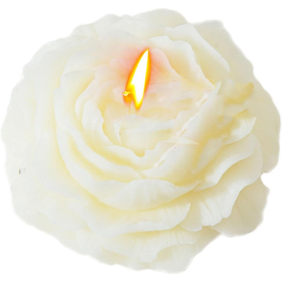 Lumânare Parfumată Decorativă, Model Trandafir, Aromă Tuberoză, Ceară Mixtă, Timp Ardere 10 Ore, 7.5 x 3.5 cm, 70 g, Alb